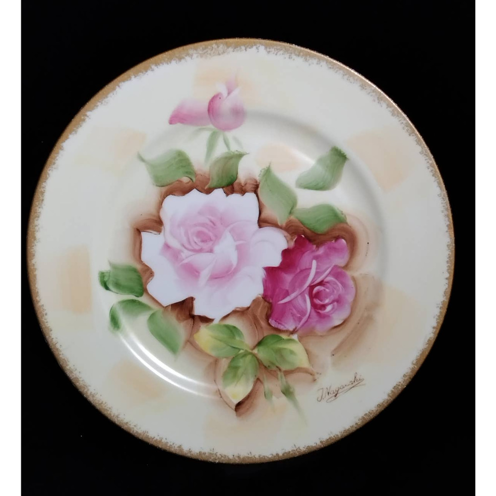 Norleans Japan Decorative Wall Plate, Hand Painted Floral Design, 1950s Vintage